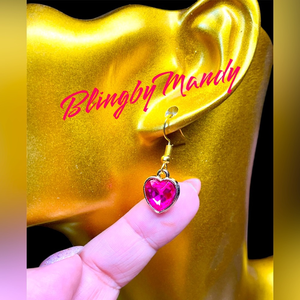 Pretty pink heart dangle earrings